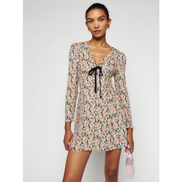 💕REFORMATION💕 Mavis Dress ~ Trix Multi-Color Floral Print 8 NWOT - Picture 2 of 16